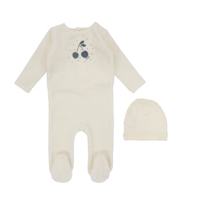 Lilette Ivory/Slate Cherry Graphic Velour Footie Set