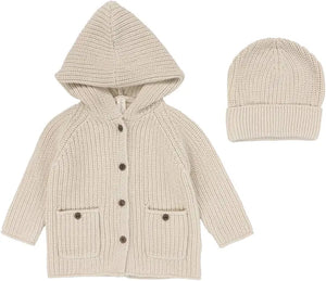 Lilette Ecru Chunky Knit Jacket + Beanie