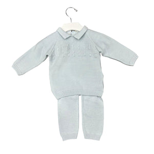 Dolce Goccia Light Blue Polo Collar Knit Set