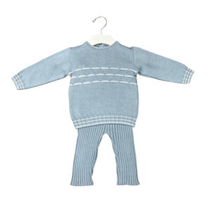 Dolce Goccia Blue Knit & Rib Pant Set + Hat