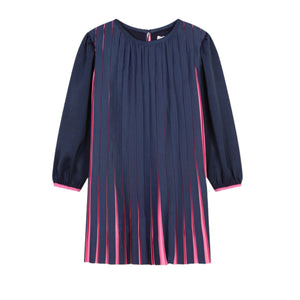 Billieblush Indigo Neon Highlight LS Pleated Dress