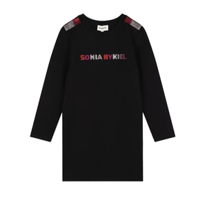 Sonia Rykiel Black Multi Logo Milano Knit Dress