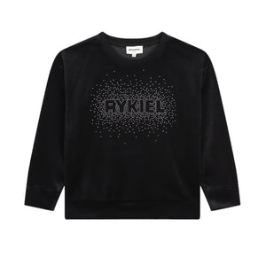 Sonia Rykiel Black Mini Me Rhinestones Logo Sweatshirt