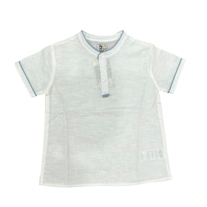 Noma White LB Contrast Binding Mandarin Collar and Placket Shirt