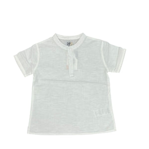 Noma Solid White Contrast Binding Mandarin Collar and Placket Shirt