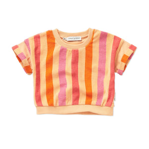 Sproet & Sprout Nectarine Stripes Cropped Sweatshirt Tee