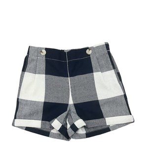Noma Navy Huge Gingham Design Side Buttons Shorts