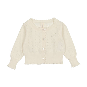 Lilette Cream Dotted Open Knit Cardigan