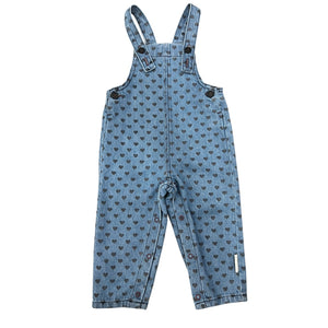 Piupiuchick Washed Blue Denim w/ Black Hearts Romper