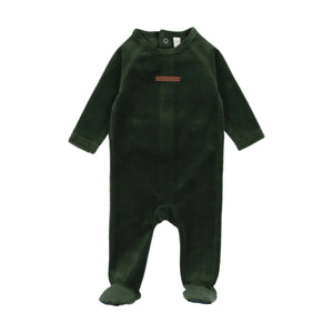 Lil Legs Green Velour Leather Tab Footie