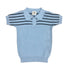 Noma Light Blue Textured Knit With a Striped Yoke and a Collar