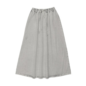 Kin+Kin K200 Blue-grey Denim Maxi Drawstring Skirt