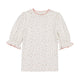 Kin+Kin K209 Pink Floral Puffed 3/4 Sleeve Ribbed T-Shirt