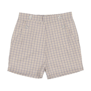 Kin+Kin K248 Sky Blue/White Plaid Boys Front Button Shorts