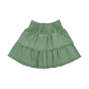 Farren + Me Green Wash Denim Tiered Skirt