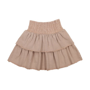 Farren + Me Pale Pink Wash Denim Tiered Skirt