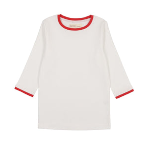 Farren + Me Ecru / Red Tennis 3/4 Sleeved T-shirt