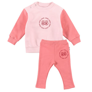 Loud Pink/Raspberry Tree Baby Sweater & Raspberry Book Legging Set