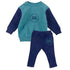Loud Turquoise/Navy Tree Baby Sweater & Navy Book Legging Set