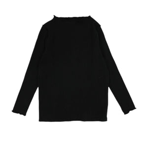 Lil Legs Black Ribbed Funnel Neck