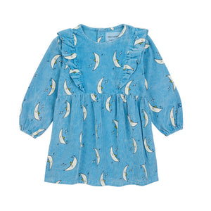 Bobo Choses Light Blue Beneath The Moon Allover Micro Corduroy Dress