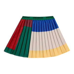 Bobo Choses Multicolor Color Block Pleated Woven Skirt