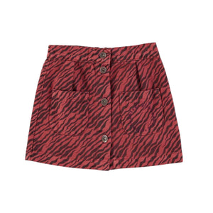 Piupiuchick Bordeaux w/ Zebra Print Knee Length Skirt
