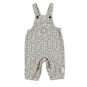 Piupiuchick Light Grey w/ Black Flowers Baby Dungarees