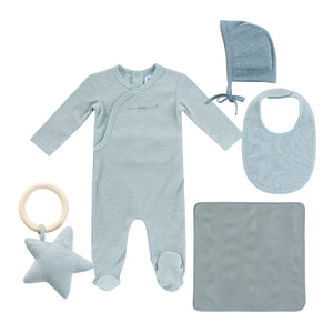 Kipp Baby 5Pc Set Sage Star (Footie + Bonnet +Bib + Blanket + Padded Toy)