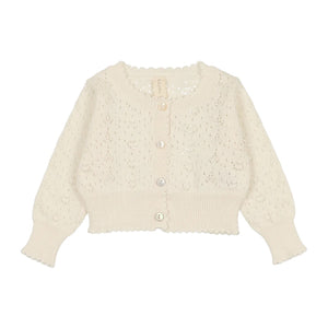 Lilette Cream Hearts Open Knit Cardigan