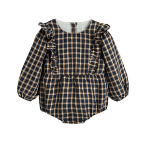 Cera una Volta Blue Check Lurex Nina Romper