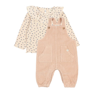 Buho Rose Baby Fall Rib T-Shirt & Corduroy Dungaree Set