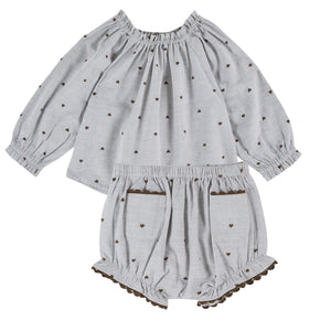 Emile et Ida Coeur Jacquard Blouse & Bloomer Set