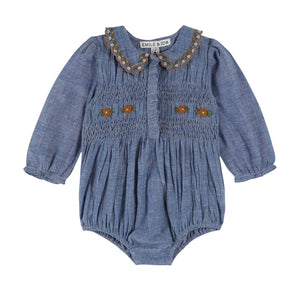 Emile et Ida Chambray Smocke Romper
