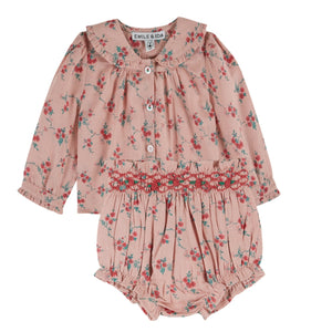 Emile et Ida Aster Col Noeud Blouse &  Brode Bloomer Set