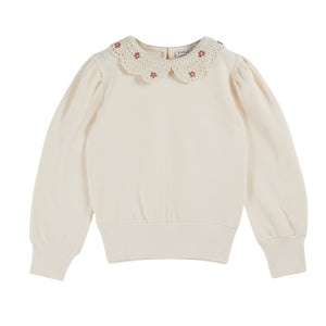 Emile et Ida Creme Col Crochet Sweater