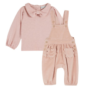 Emile et Ida Peony Velours Salopette Romper Set