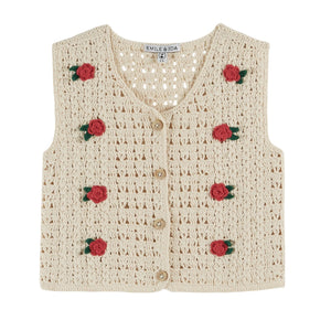 Emile et Ida Ecru Manches Crochet Sans Cardigan
