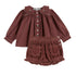 Emile et Ida Violine Smockee Blouse & Velour Poches Fleurs Bloomer
