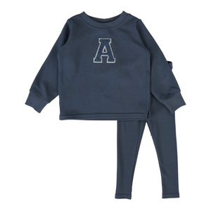 Lil Legs Off Blue Sherpa Varsity Set