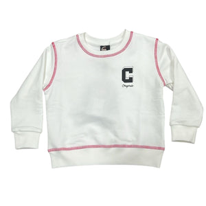 Colmar White Crewneck Print and Stitching Sweater 3633