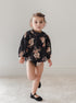 Petite Amalie Black Bouquet Print Baby Cord Blouse & Bloomer Set