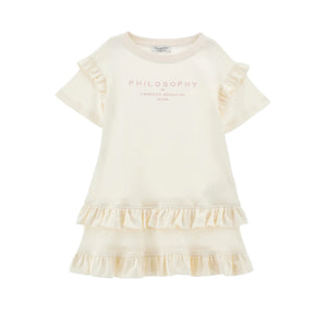 Philosophy Cream SS Dress w/ Ruffles