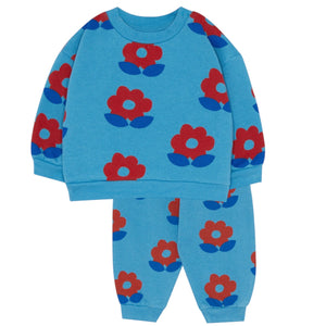 The Campamento Blue Big Flowers Baby Sweatshirt & Jogging Pants Set