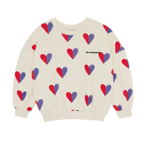 The Campamento  Ecru Bicolor Hearts Sweatshirt