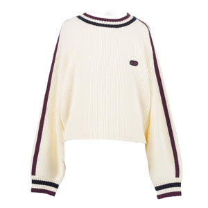 Twinset Cream/Burgundy/Navy Crewneck Sweater