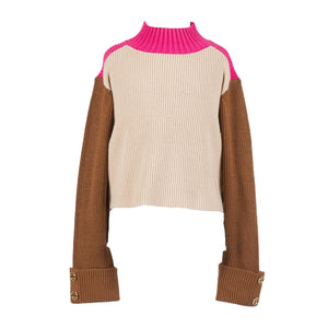 Twinset Biscuit/Camel/Candy Rose Knit Turtleneck