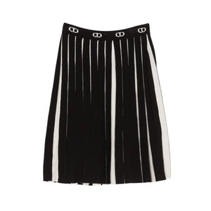 Twinset Black White Knit Pleated Skirt
