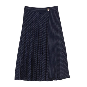 Twinset Classic Blue/Stripe Off White Long Pleated Skirt