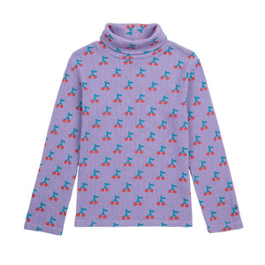 Bobo Choses Lavender Cherry Allover Turtle Neck T-Shirt